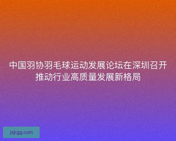 中国羽协羽毛球运动发展论坛在深圳召开推动行业高质量发展新格局