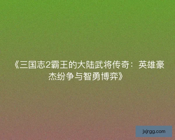 《三国志2霸王的大陆武将传奇：英雄豪杰纷争与智勇博弈》