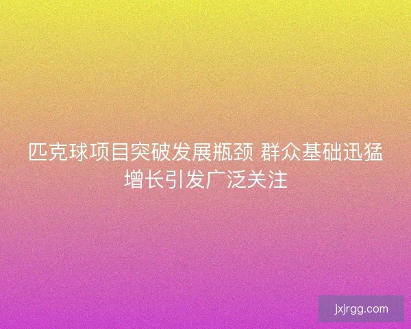 匹克球项目突破发展瓶颈 群众基础迅猛增长引发广泛关注
